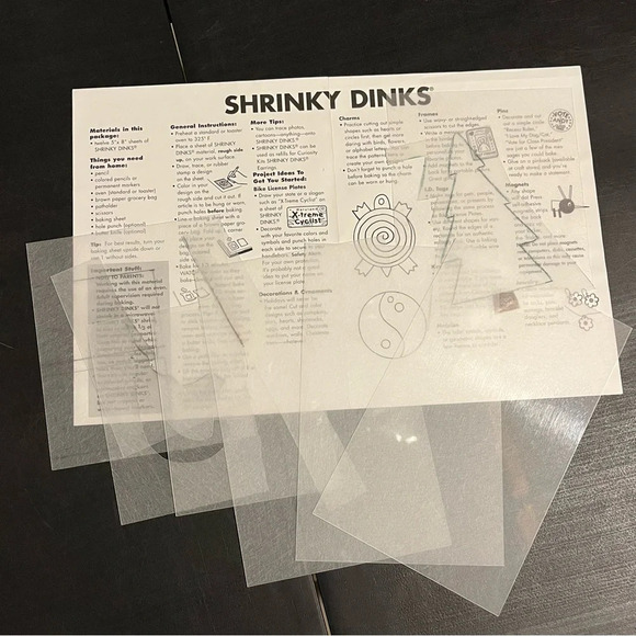 Shrinky Dinks by Curiosity Kits Used 4 Sheets Plus Scraps - Picture 2 of 6